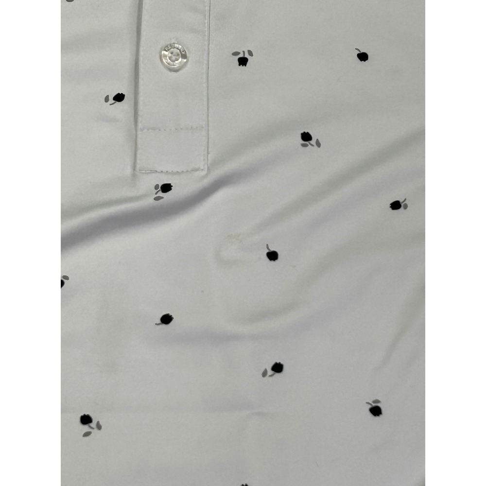Redvanly Mens Large Golf Polo White Black Floral Print Short Sleeve Shirt AO - Picture 5 of 8